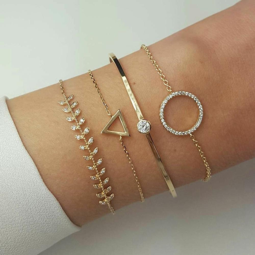 31 Styles Boho Mixed Leaves Letter Map Geometric Crystal Infinity Pentagram Shell Multi-layer Chain Bracelet Women Wholesale