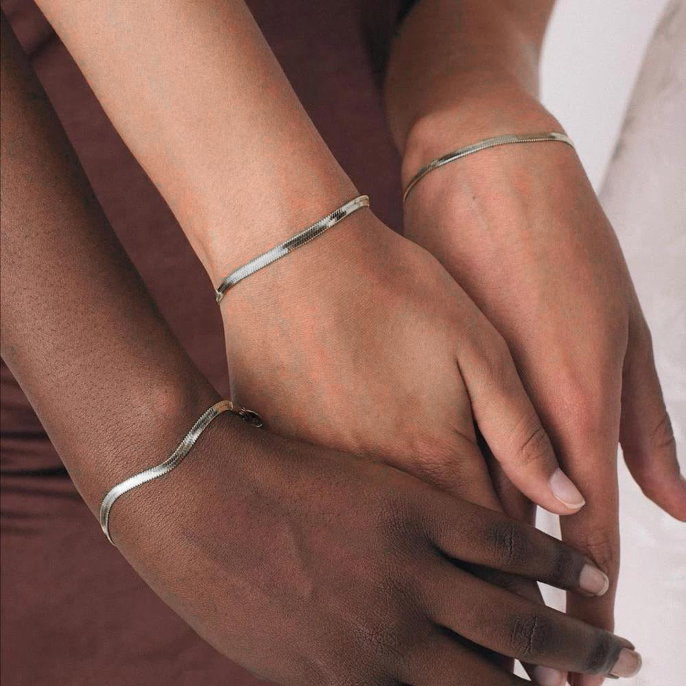 JUJIE 316L Stainless Steel Snake Chain Bracelet For Women Width 3/4/5MM Classic Chain Bracelets Jewelry Wholesale/Dropshipping