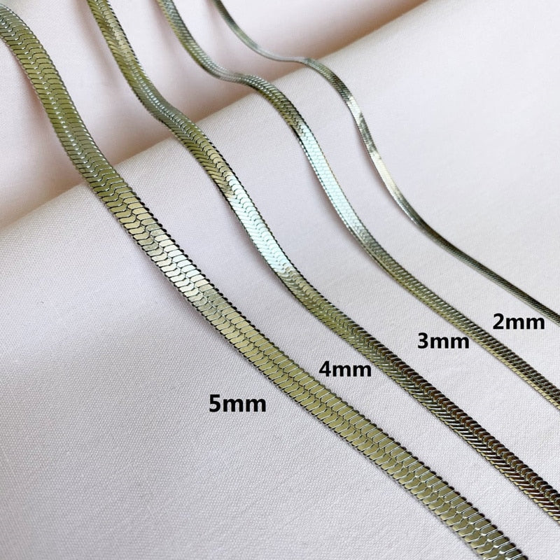 JUJIE 316L Stainless Steel Snake Chain Bracelet For Women Width 3/4/5MM Classic Chain Bracelets Jewelry Wholesale/Dropshipping