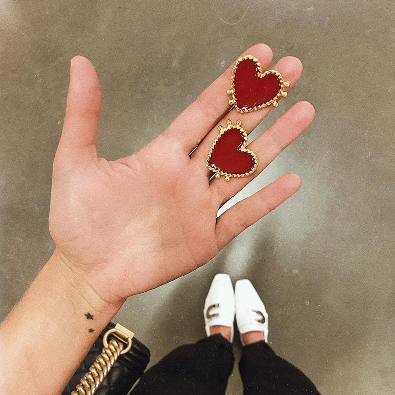 Sweet Acrylic Heart Stud Earrings Delicate Gold Color Cute Mini Ear Studs Trendy Ear Nails For Women Girls Wedding Jewelry Gift