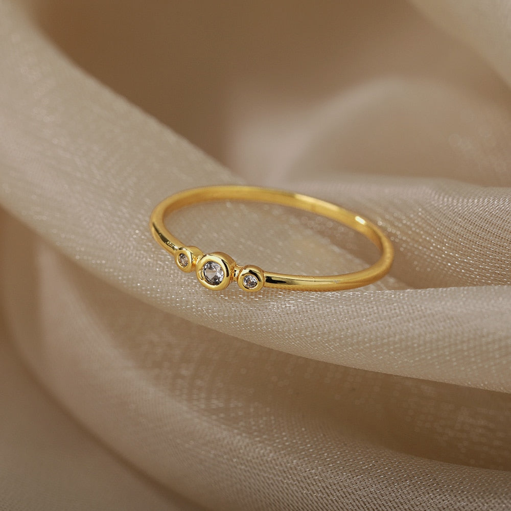 Zircon Engagement Wedding Rings For Women Gold Color Stainless Steel Ring Female 2023 Finger Jewelry Birthday Gift Free Shipping