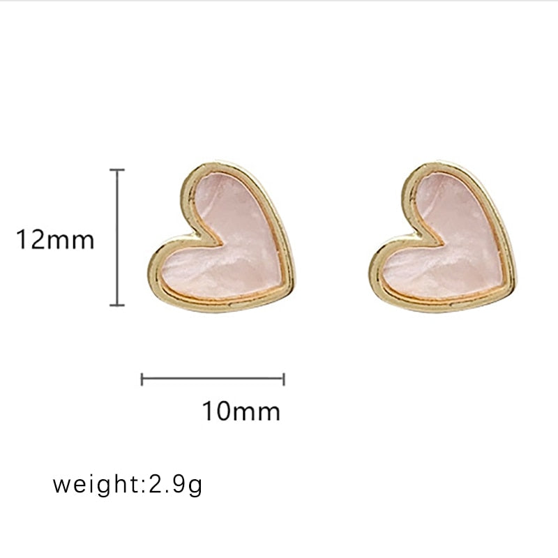 Sweet Acrylic Heart Stud Earrings Delicate Gold Color Cute Mini Ear Studs Trendy Ear Nails For Women Girls Wedding Jewelry Gift