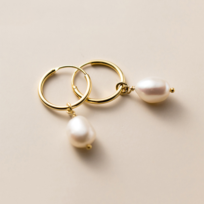 WANTME Genuine 925 Sterling Silver Natural Freshwater Baroque Pearl Unusual Earrings for Women Chic Charming Goth Jewelry 2021
