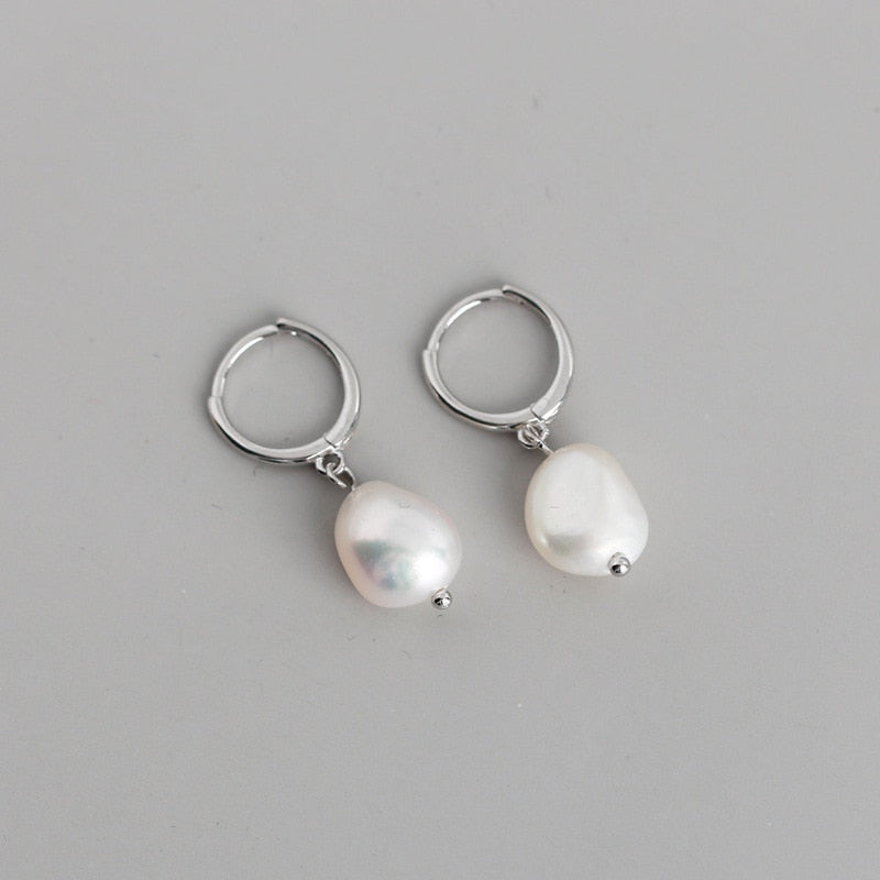 WANTME Genuine 925 Sterling Silver Natural Freshwater Baroque Pearl Unusual Earrings for Women Chic Charming Goth Jewelry 2021