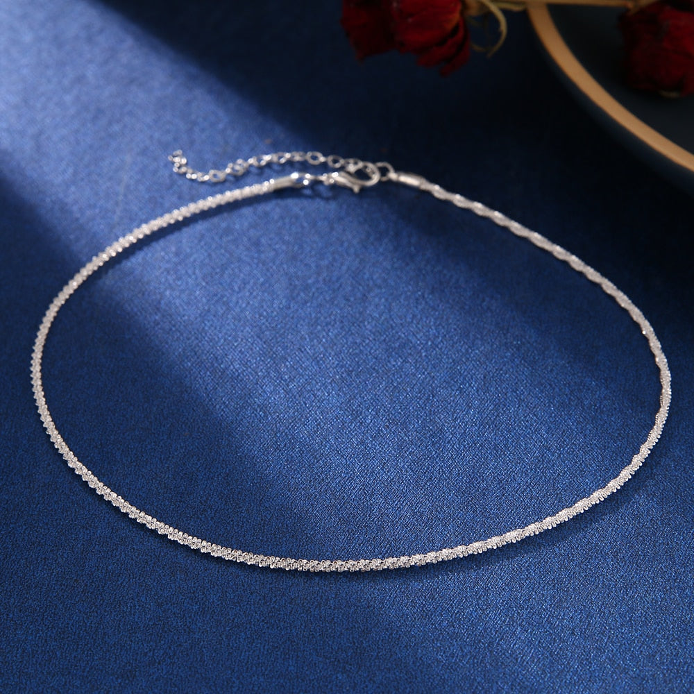 2023 New Popular Silver Colour Soft Sparkling Clavicle Chain Choker Necklace For Women Fine Jewelry Wedding Party Gift