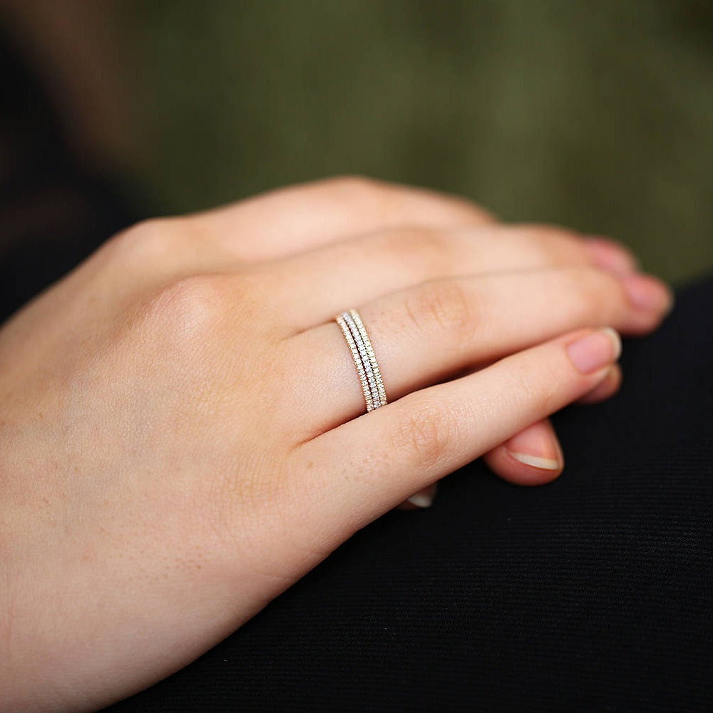 Tiny Delicate Micro Pave Zircon Rings For Women Trendy Chic Crystal Daily Dating Women's Stackable Ring Fashion Jewelry R133