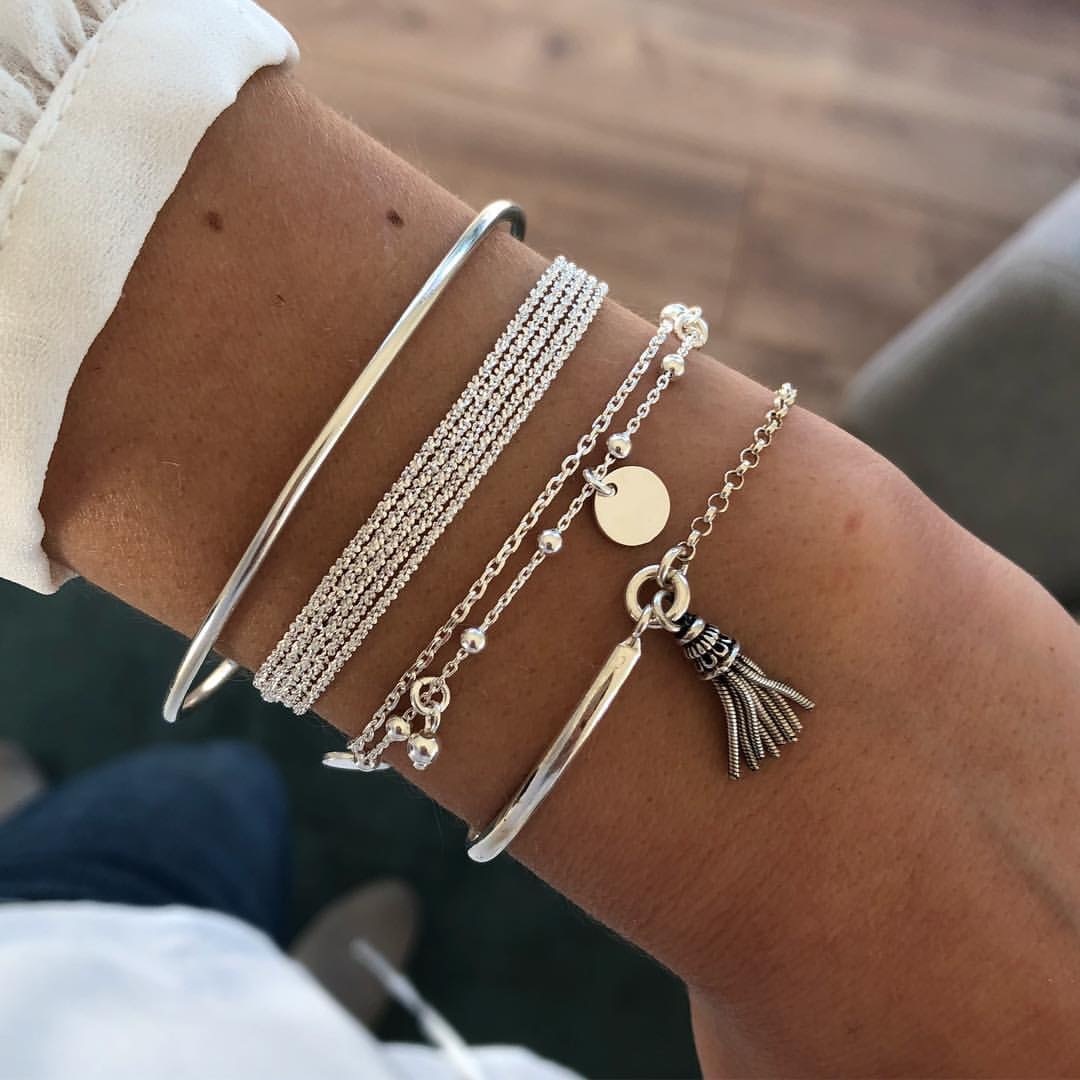 31 Styles Boho Mixed Leaves Letter Map Geometric Crystal Infinity Pentagram Shell Multi-layer Chain Bracelet Women Wholesale