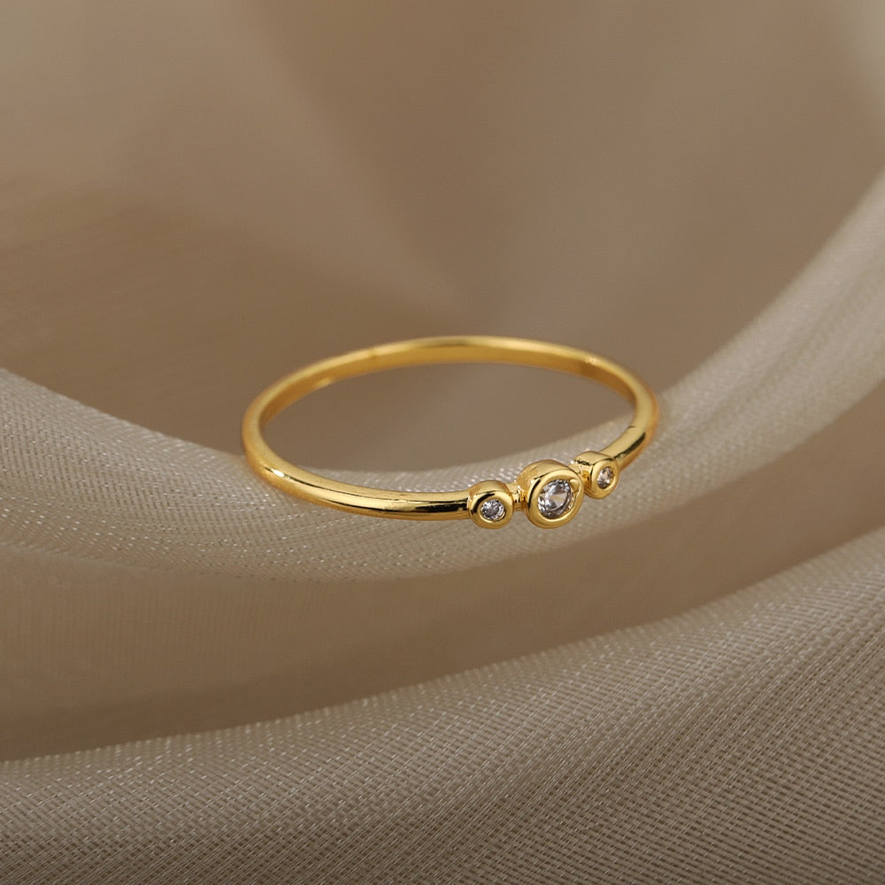 Zircon Engagement Wedding Rings For Women Gold Color Stainless Steel Ring Female 2023 Finger Jewelry Birthday Gift Free Shipping