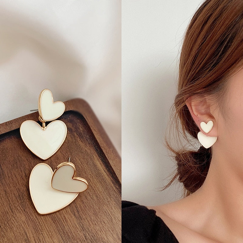 Sweet Acrylic Heart Stud Earrings Delicate Gold Color Cute Mini Ear Studs Trendy Ear Nails For Women Girls Wedding Jewelry Gift