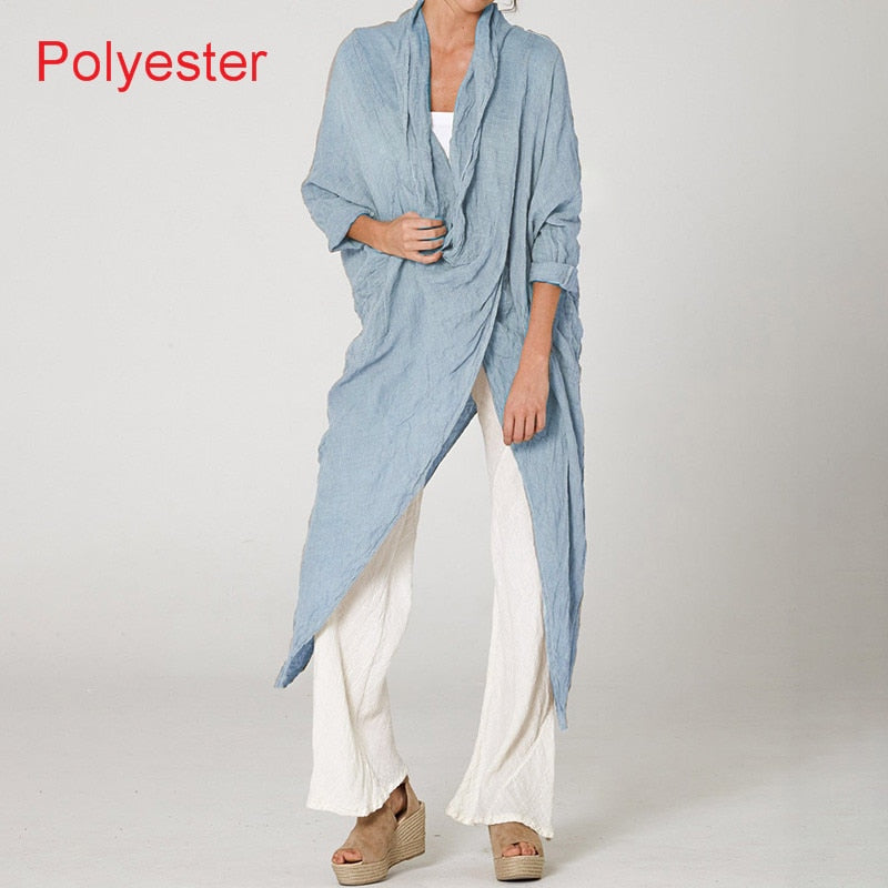 Celmia Autumn Women Tops Fashion Solid Blouses 2023 Vintage Long Shirts Casual Cowl Neck Long Sleeve Asymmetrical Party Blusas