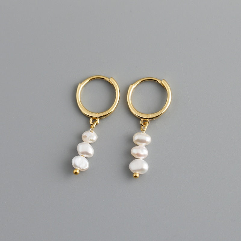 WANTME Genuine 925 Sterling Silver Natural Freshwater Baroque Pearl Unusual Earrings for Women Chic Charming Goth Jewelry 2021