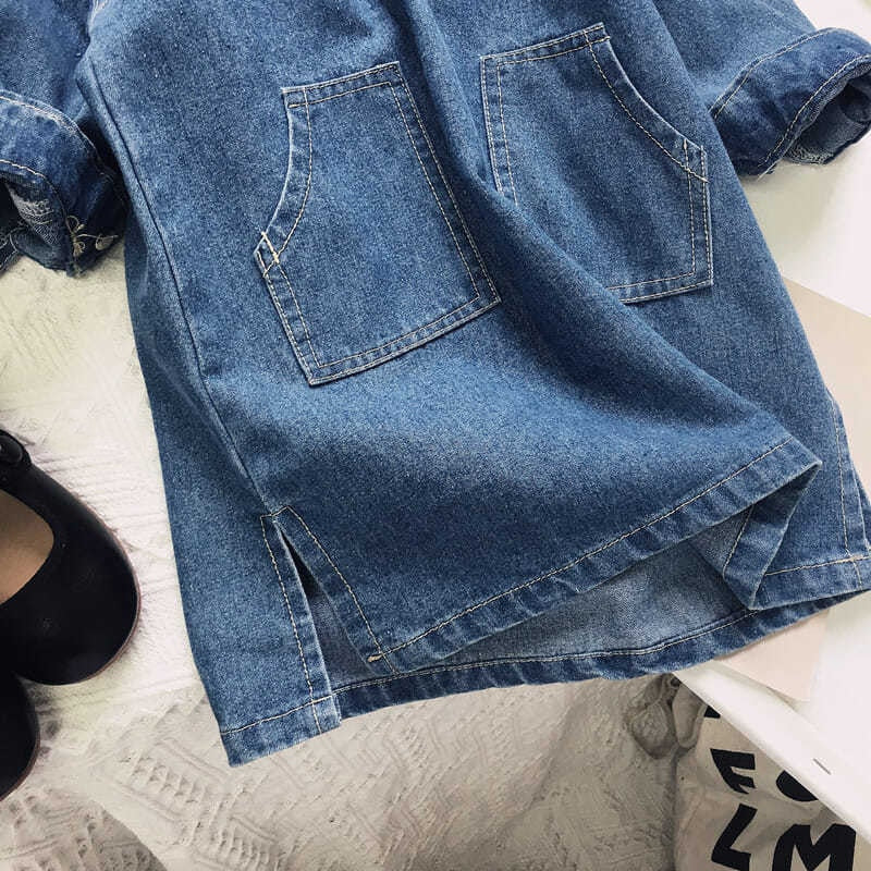 Humor Bear Girls Dress NEW Spring Autumn Long-Sleeve Solid Color Denim Casual Loose Pocket Toddler Kids Clothes