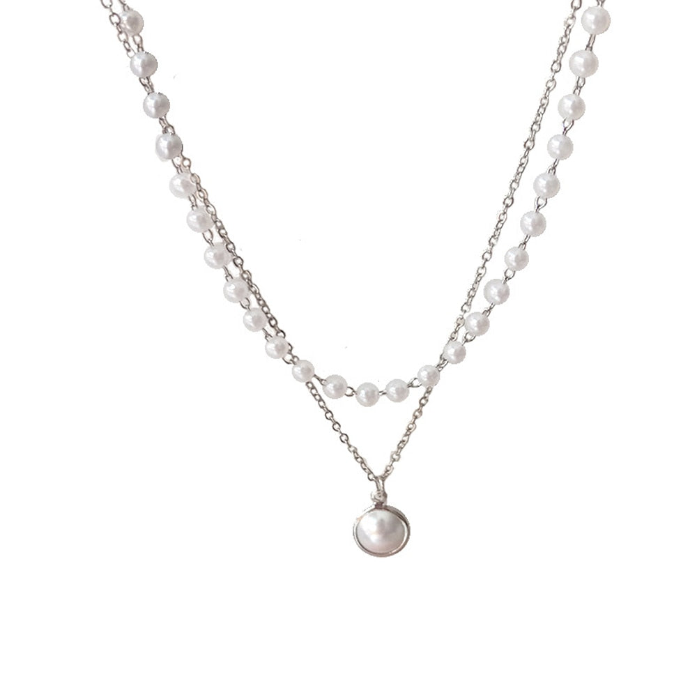 SUMENG 2023 New Fashion Kpop Pearl Choker Necklace Cute Double Layer Chain Pendant For Women Jewelry Girl Gift