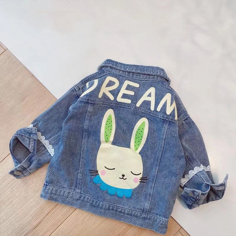 New Children's Denim Jackets Trench Jean Embroidery Jackets Girls Kids clothing baby Lace coat Casual outerwear Spring Autumn