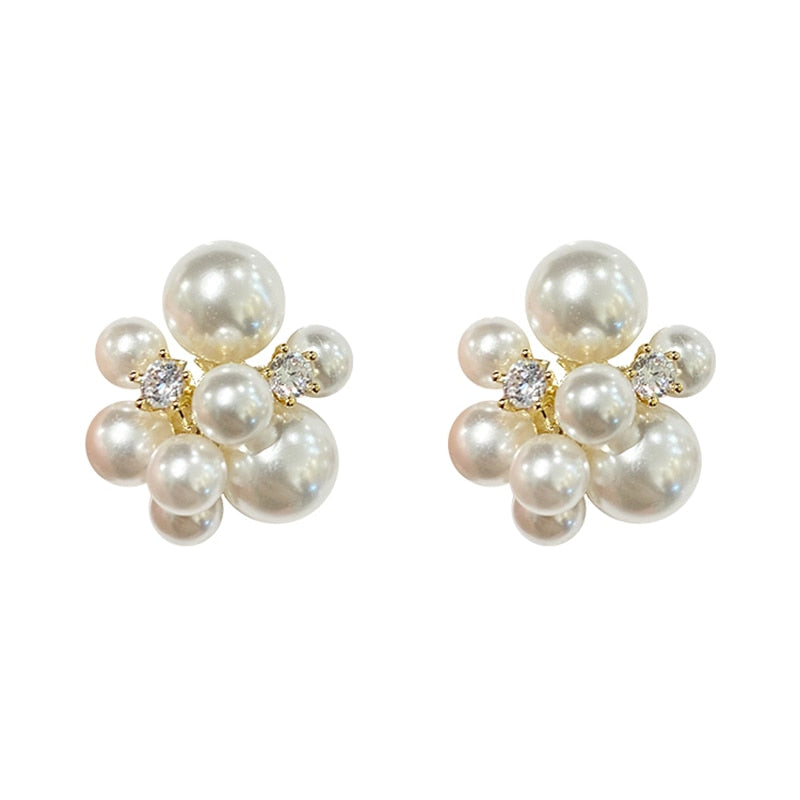 Elegant Romantic Unique Fireworks Pearl Stud Earrings For Woman Korean Fashion Jewelry Party Girl's Lady Temperament Accessories