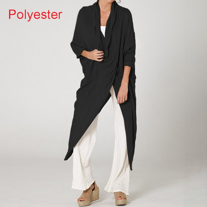 Celmia Autumn Women Tops Fashion Solid Blouses 2023 Vintage Long Shirts Casual Cowl Neck Long Sleeve Asymmetrical Party Blusas