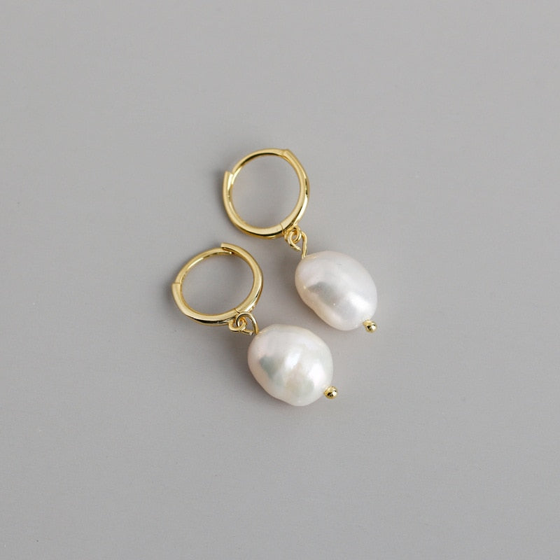WANTME Genuine 925 Sterling Silver Natural Freshwater Baroque Pearl Unusual Earrings for Women Chic Charming Goth Jewelry 2021