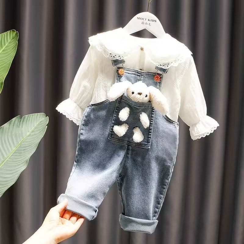 New Children's Denim Jackets Trench Jean Embroidery Jackets Girls Kids clothing baby Lace coat Casual outerwear Spring Autumn