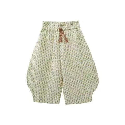 Children's Casual Floral Pants Summer Countryside-style Girls Thin Floral Comfortable Loose Trousers Toddler Mosquito Pants Kids