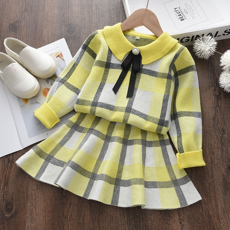 Menoea Children Autumn Leopard Clothes Kids Winter Sweater Dress Woollen Long Sleeve Cat Design Girls Clothing Knit Bow Dresses