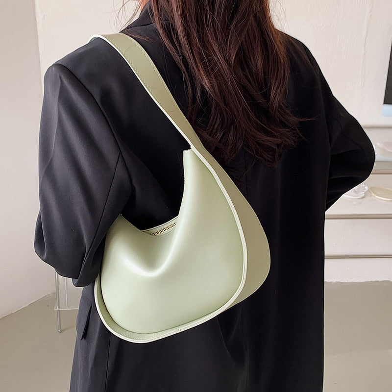 Semicircle Saddle Shoulder Crossbody Bags For Women New Fashion Designer Brand Adjustable Wide Strap Girls Tote Handbags 2022