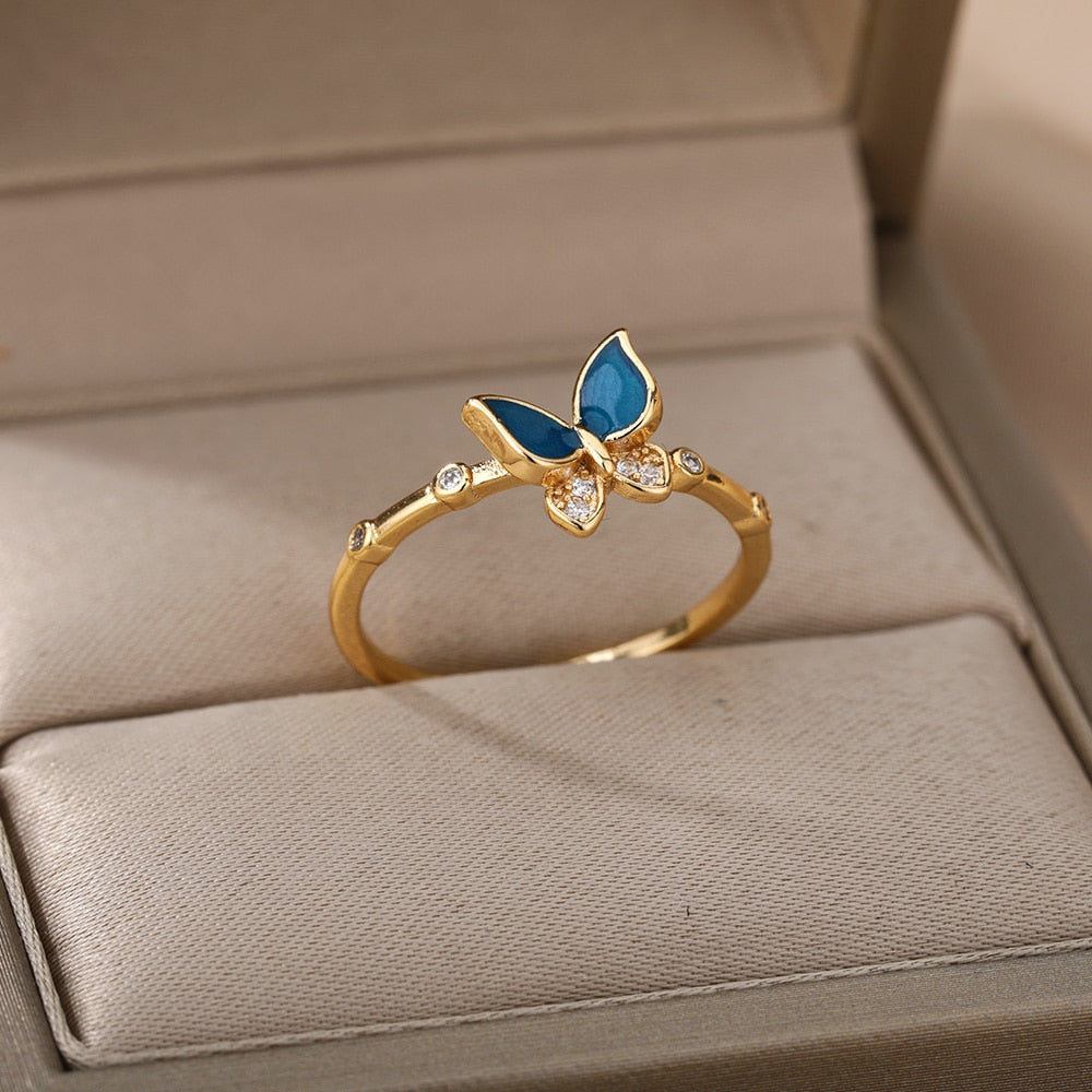 Zircon Engagement Wedding Rings For Women Gold Color Stainless Steel Ring Female 2023 Finger Jewelry Birthday Gift Free Shipping