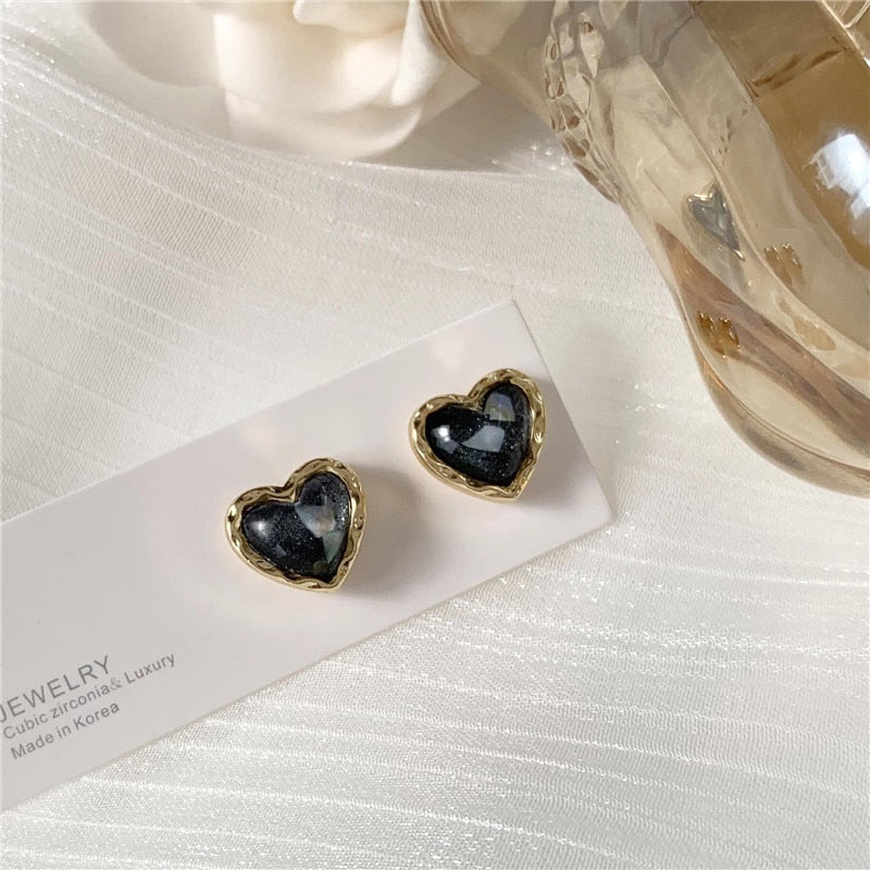 Cute Korean Earrings Heart Bling Zircon Stone Rose Gold Color Stud Earring for Women Fashion Jewelry 2022 New Gift