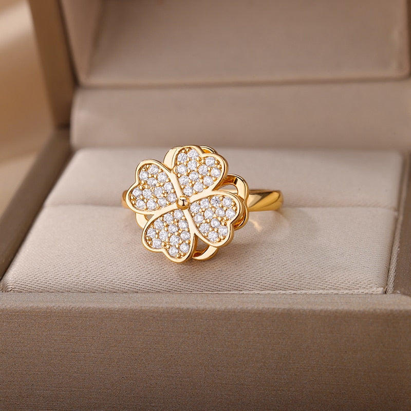 Zircon Engagement Wedding Rings For Women Gold Color Stainless Steel Ring Female 2023 Finger Jewelry Birthday Gift Free Shipping