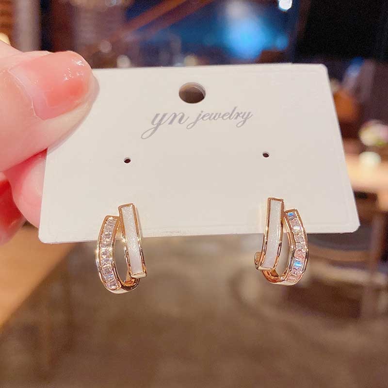 Cute Korean Earrings Heart Bling Zircon Stone Rose Gold Color Stud Earring for Women Fashion Jewelry 2022 New Gift