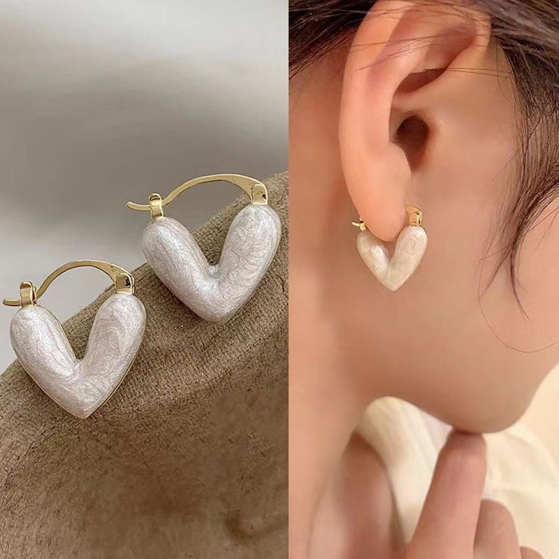 Cute Korean Earrings Heart Bling Zircon Stone Rose Gold Color Stud Earring for Women Fashion Jewelry 2022 New Gift