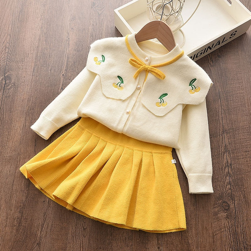 Menoea Children Autumn Leopard Clothes Kids Winter Sweater Dress Woollen Long Sleeve Cat Design Girls Clothing Knit Bow Dresses