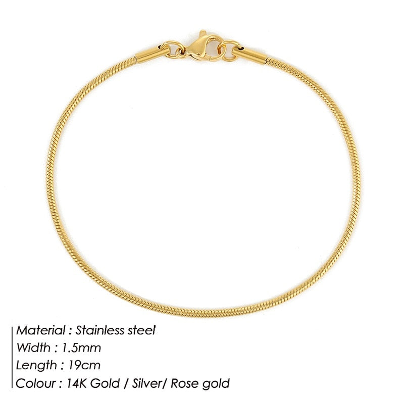 e-Manco Hot Sale Stainless Steel Snake Chain Bracelet Fashion Jewelry For Men Women Stainless Steel Link Bracelet