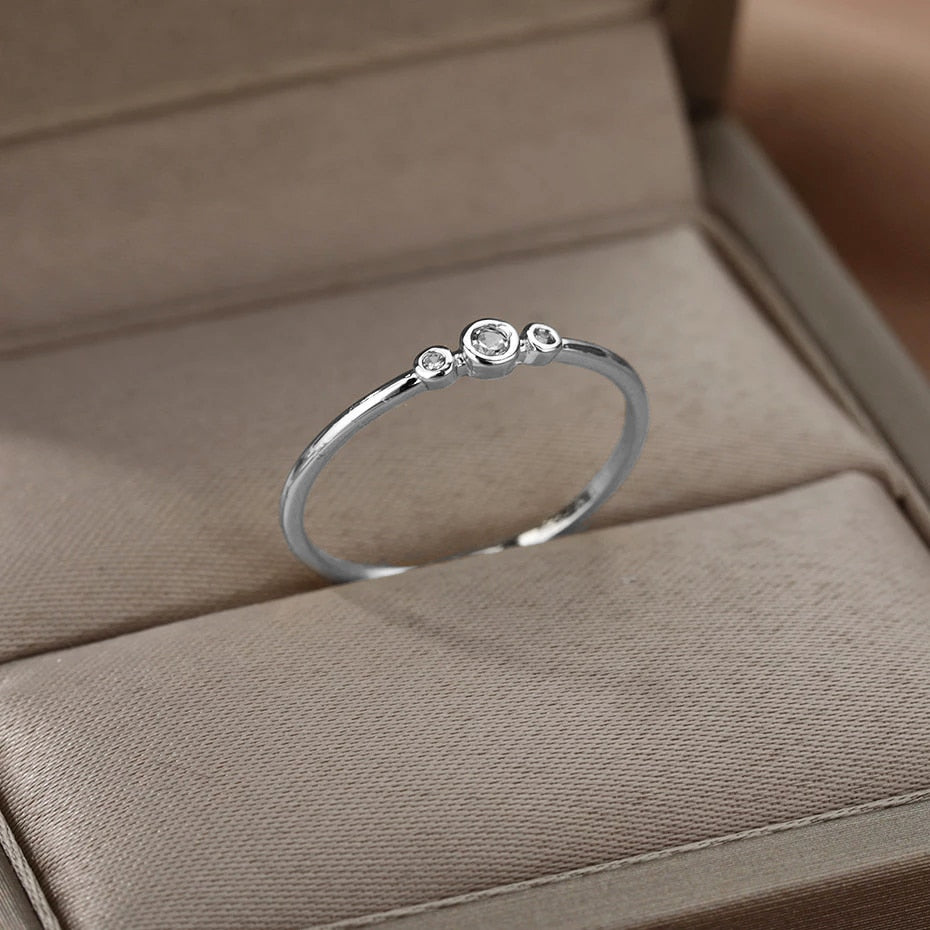 Zircon Engagement Wedding Rings For Women Gold Color Stainless Steel Ring Female 2023 Finger Jewelry Birthday Gift Free Shipping