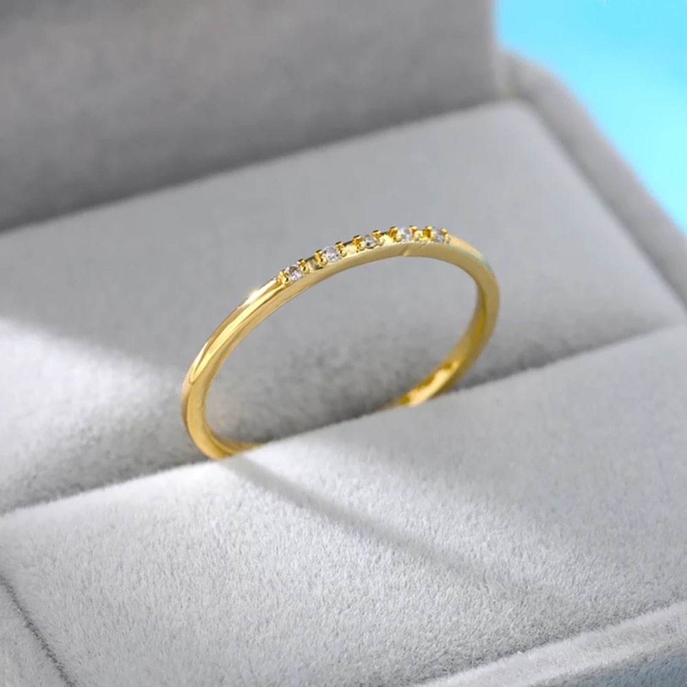 Zircon Engagement Wedding Rings For Women Gold Color Stainless Steel Ring Female 2023 Finger Jewelry Birthday Gift Free Shipping
