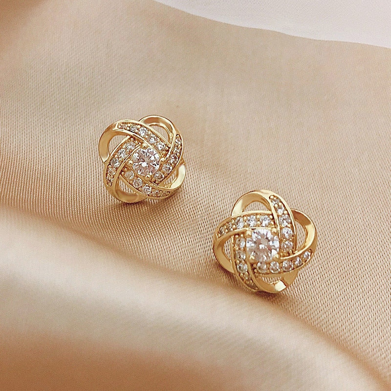 Cute Korean Earrings Heart Bling Zircon Stone Rose Gold Color Stud Earring for Women Fashion Jewelry 2022 New Gift