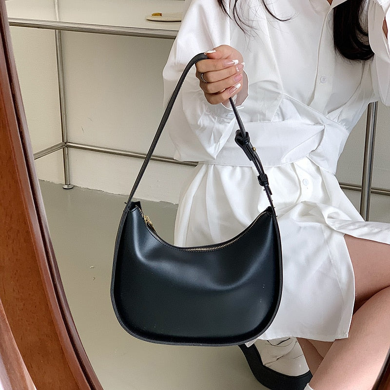 Semicircle Saddle Shoulder Crossbody Bags For Women New Fashion Designer Brand Adjustable Wide Strap Girls Tote Handbags 2022