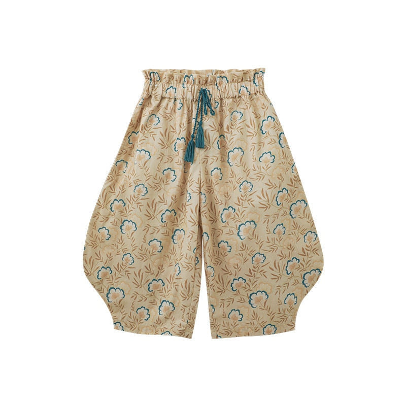 Children's Casual Floral Pants Summer Countryside-style Girls Thin Floral Comfortable Loose Trousers Toddler Mosquito Pants Kids