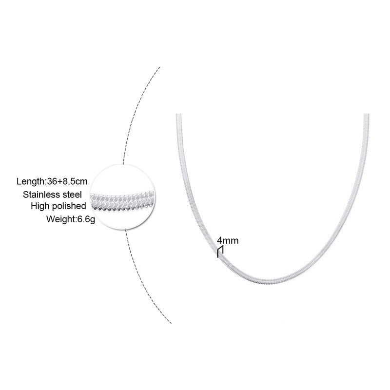 3-5mm Women Herringbone Necklace, Stainless Steel Silver Color Collarbone Chain Choker Collier