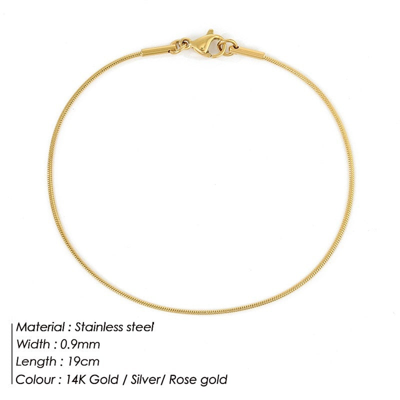 JUJIE 316L Stainless Steel Snake Chain Bracelet For Women Width 3/4/5MM Classic Chain Bracelets Jewelry Wholesale/Dropshipping
