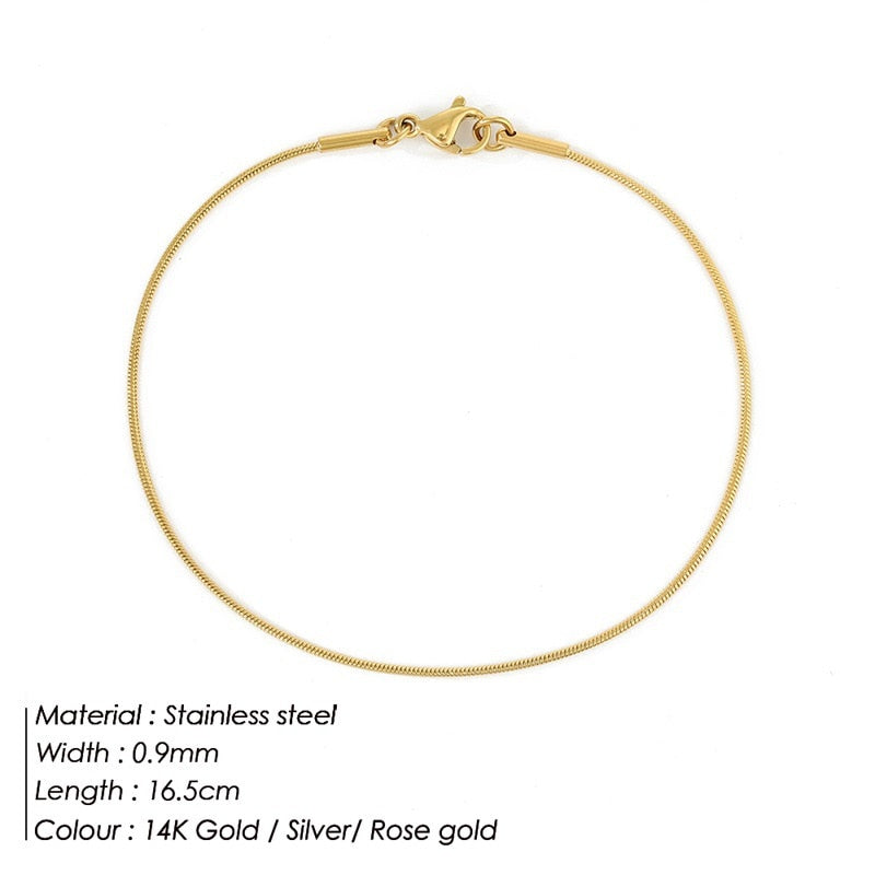 JUJIE 316L Stainless Steel Snake Chain Bracelet For Women Width 3/4/5MM Classic Chain Bracelets Jewelry Wholesale/Dropshipping