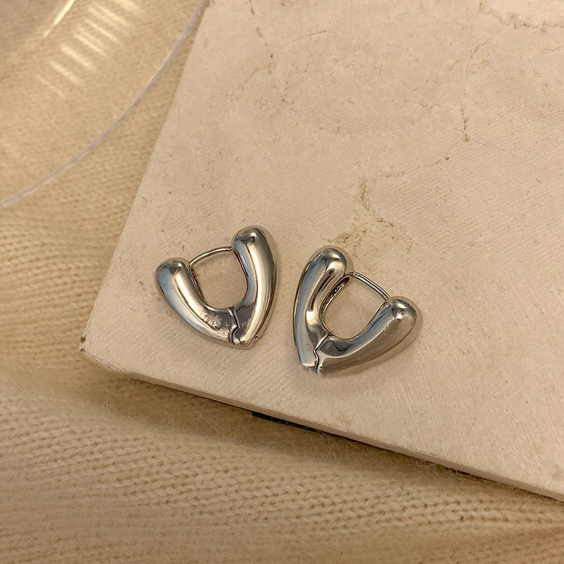 Cute Korean Earrings Heart Bling Zircon Stone Rose Gold Color Stud Earring for Women Fashion Jewelry 2022 New Gift