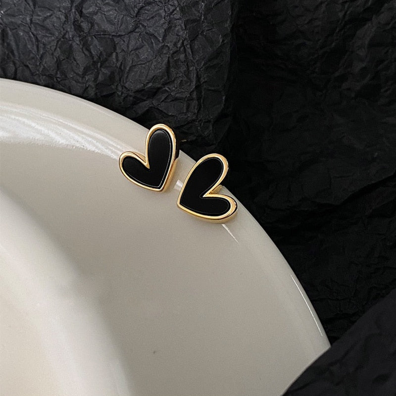 Cute Korean Earrings Heart Bling Zircon Stone Rose Gold Color Stud Earring for Women Fashion Jewelry 2022 New Gift