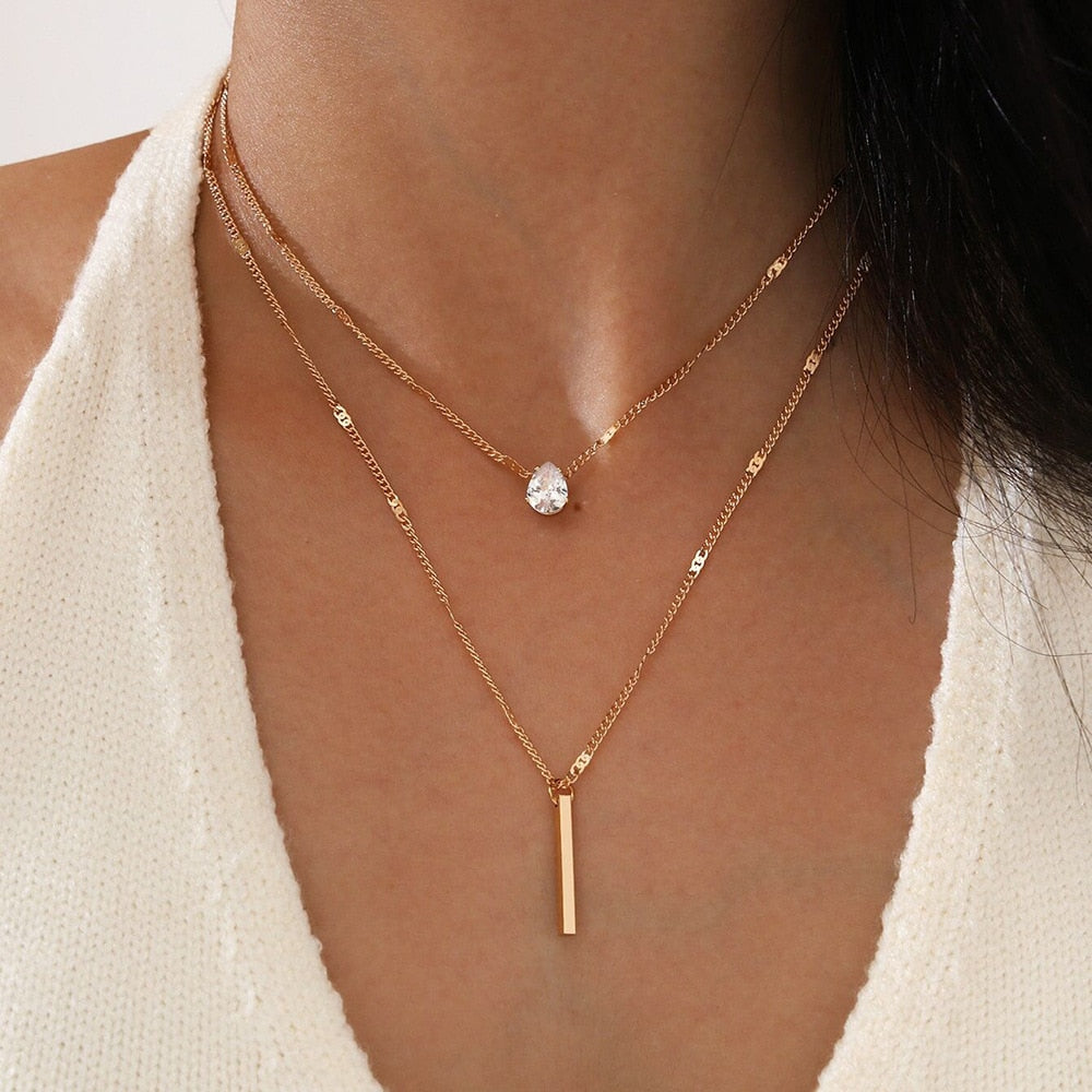 Vintage Pendant Necklace for Women Gold Color Chain Multilayer Bohemian Coins Necklaces Girls Collier Femme Collares Jewelry