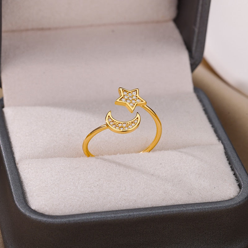 Zircon Engagement Wedding Rings For Women Gold Color Stainless Steel Ring Female 2023 Finger Jewelry Birthday Gift Free Shipping