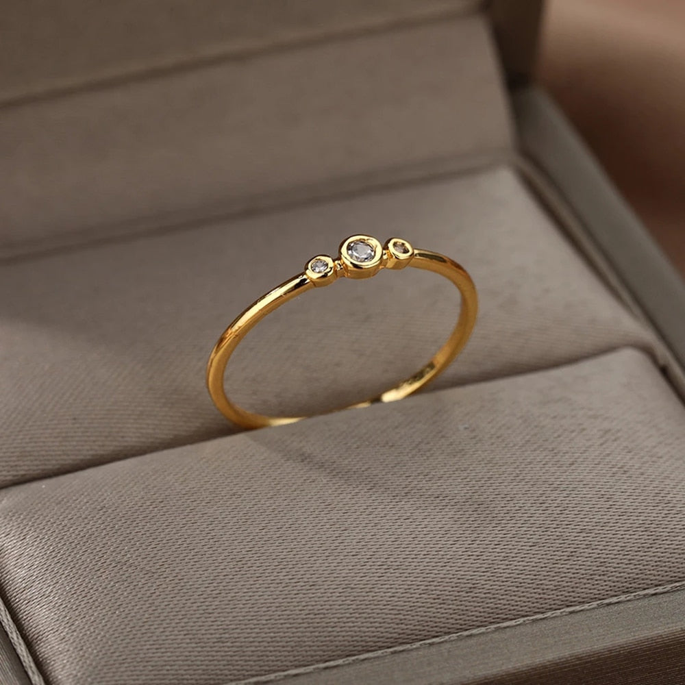 Zircon Engagement Wedding Rings For Women Gold Color Stainless Steel Ring Female 2023 Finger Jewelry Birthday Gift Free Shipping