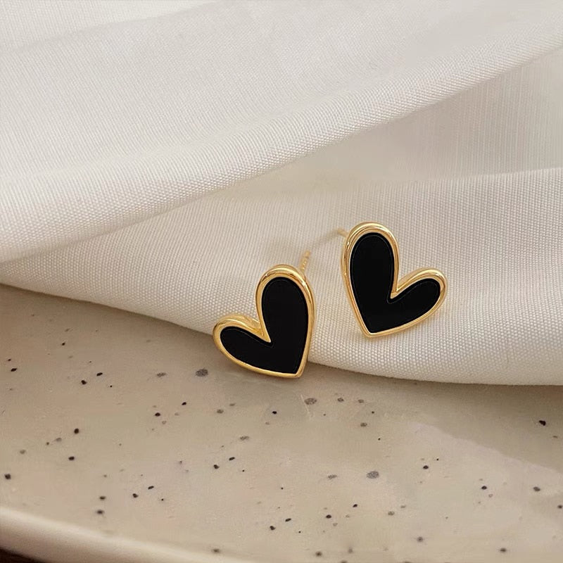 Cute Korean Earrings Heart Bling Zircon Stone Rose Gold Color Stud Earring for Women Fashion Jewelry 2022 New Gift