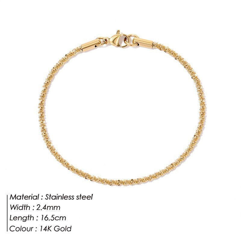 JUJIE 316L Stainless Steel Snake Chain Bracelet For Women Width 3/4/5MM Classic Chain Bracelets Jewelry Wholesale/Dropshipping