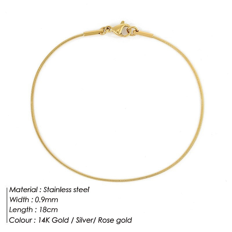 JUJIE 316L Stainless Steel Snake Chain Bracelet For Women Width 3/4/5MM Classic Chain Bracelets Jewelry Wholesale/Dropshipping