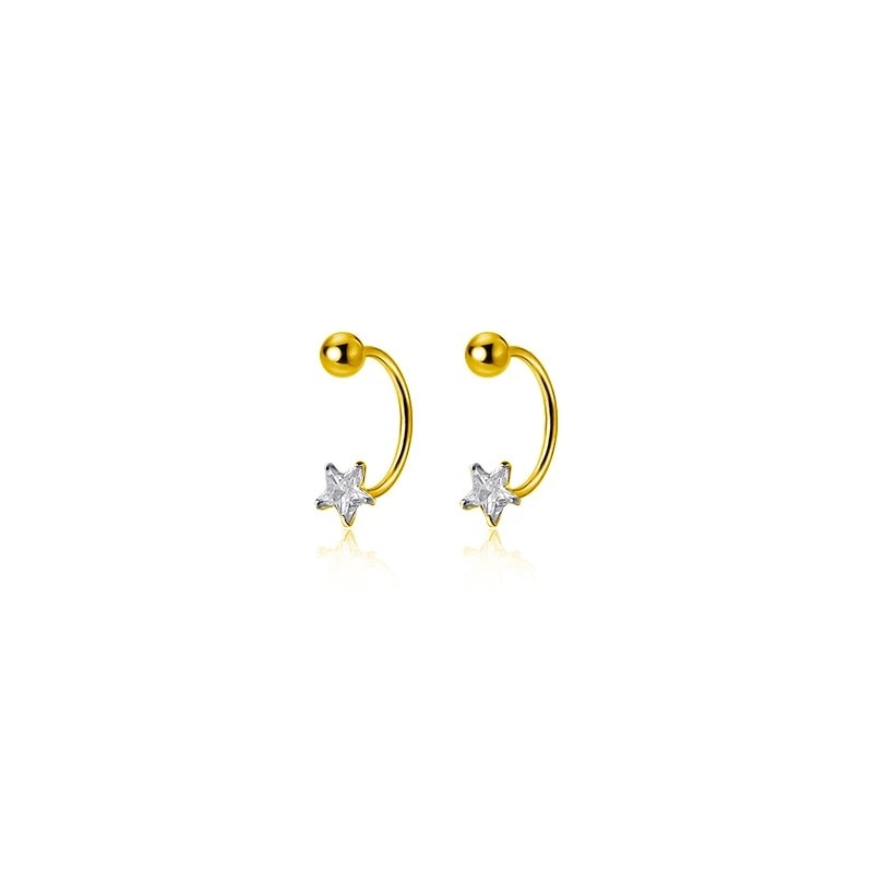 2PC Stainless Steel Gold Color Minimal Crystal Star Ear Studs Earring Women Korean Helix Studs Tragus Cartilage Piercing Jewelry