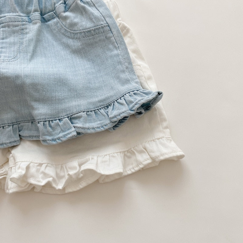 Girls' Casual Soft Denim Shorts 2022 Summer New Korean Version Baby Fungus Edge Hot Pants Children'S Fashionable Pants